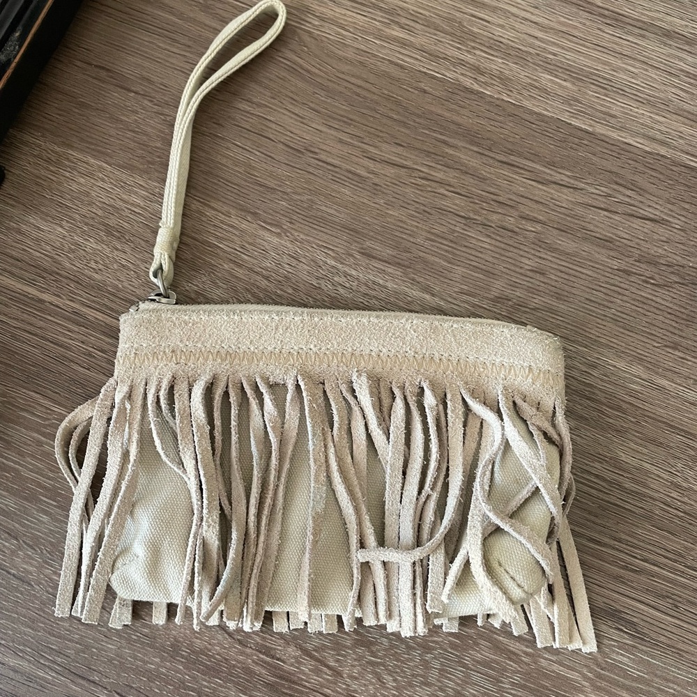 Aeropostal fringe wristlet
